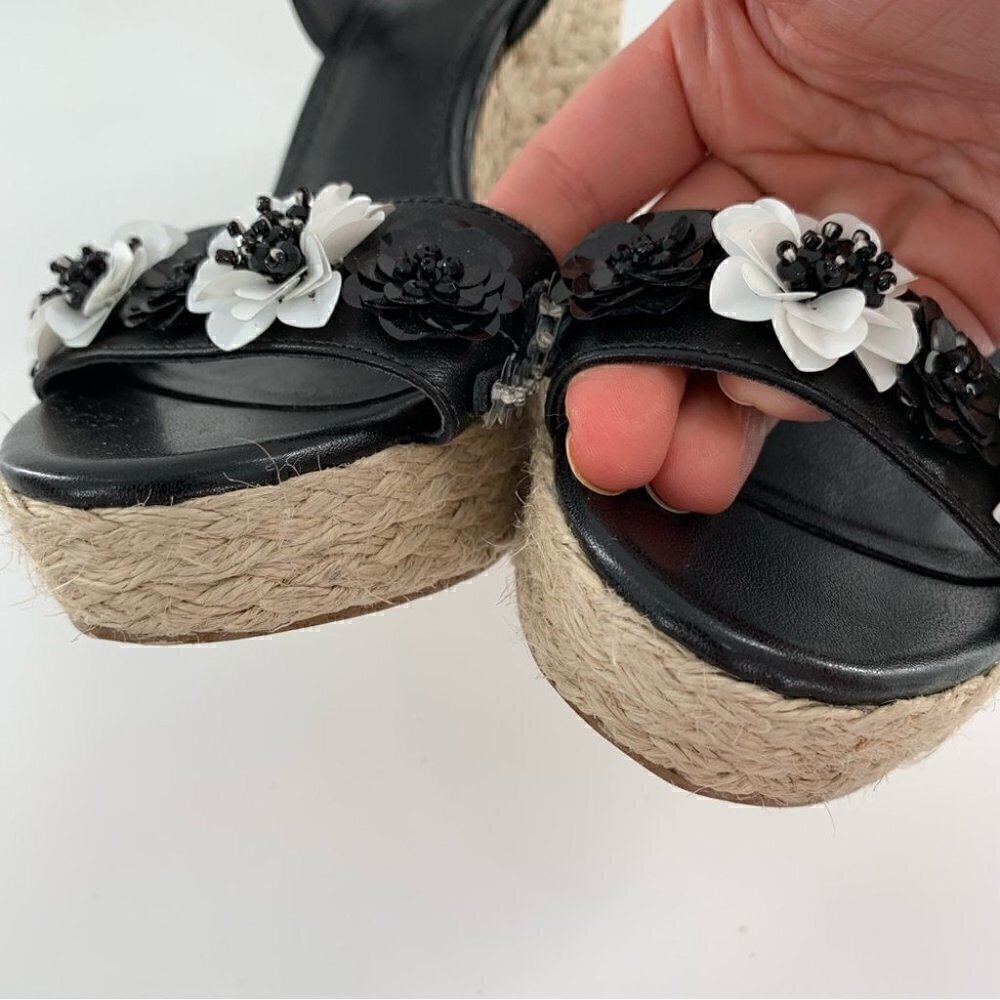 Michael Michael kors sandals 5 35 Jill black white leather platform Espadrilles - Picture 8 of 14